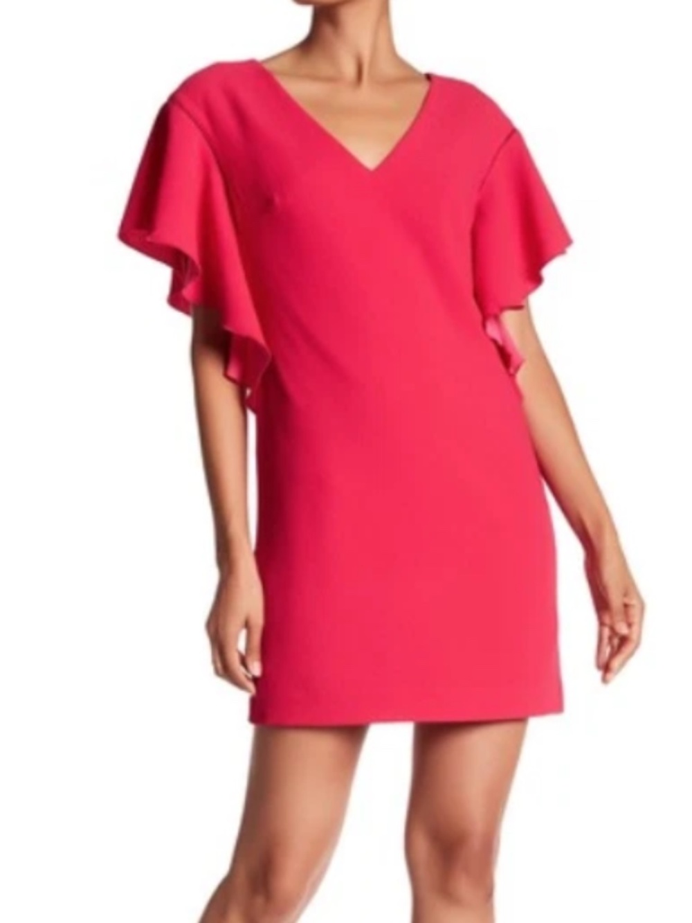 Trina Turk Pink Flutter Sleeve Shift Dress Cocktail Party Holiday Elegant Size 6